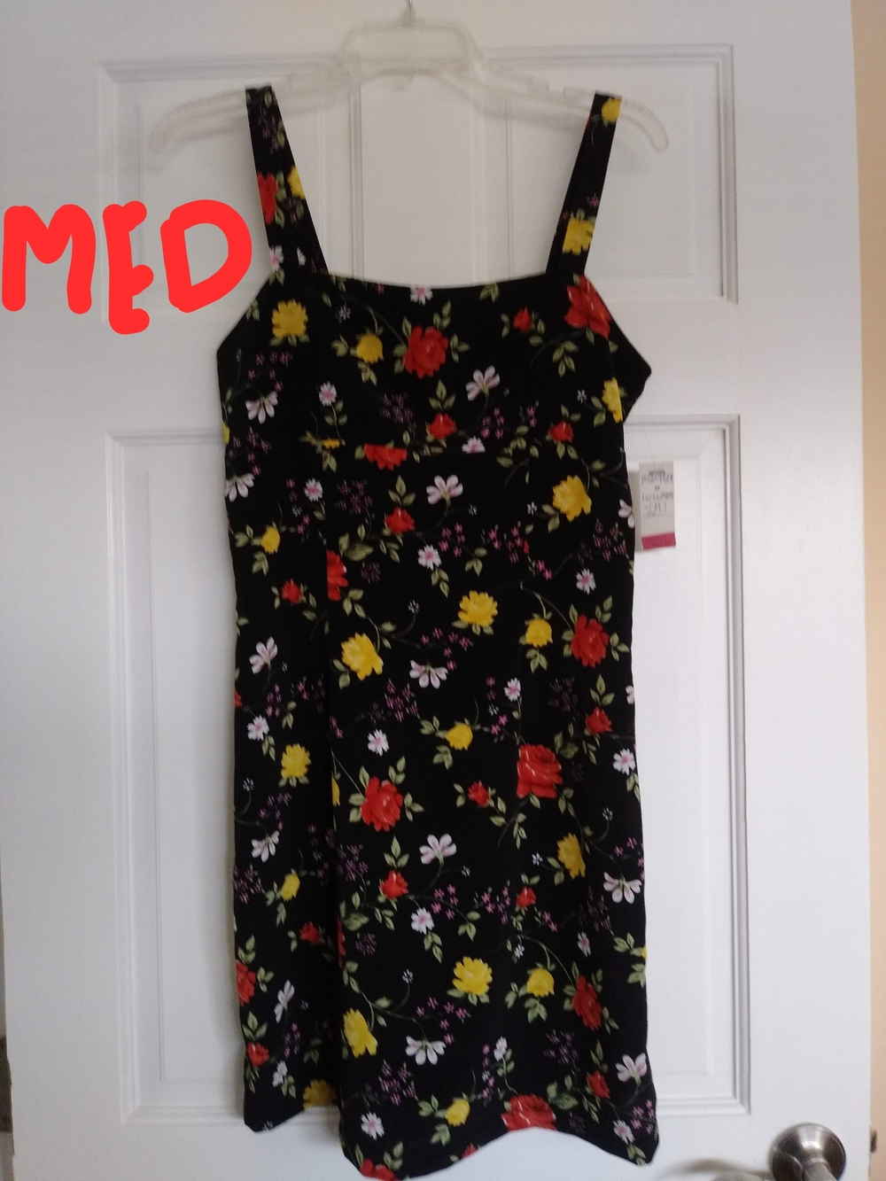 Black Floral Sundress with Red & Yellow Blooms